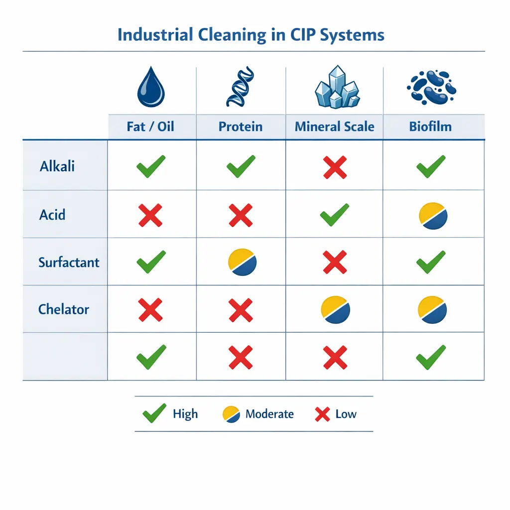 انواع مواد شیمیایی در CIP